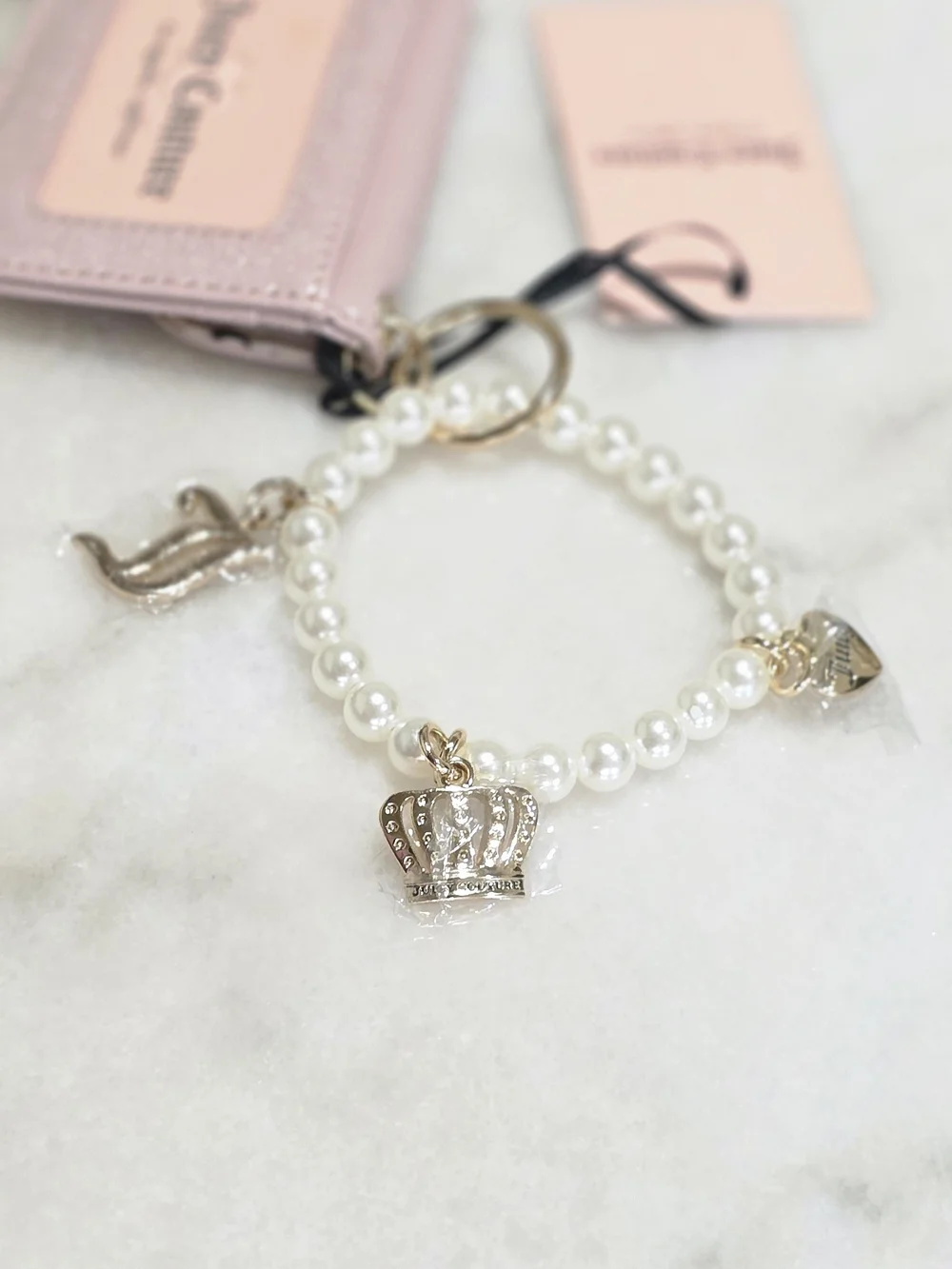 NWT Juicy Couture Bracelet & Card Case Set Dusty Blush Pink